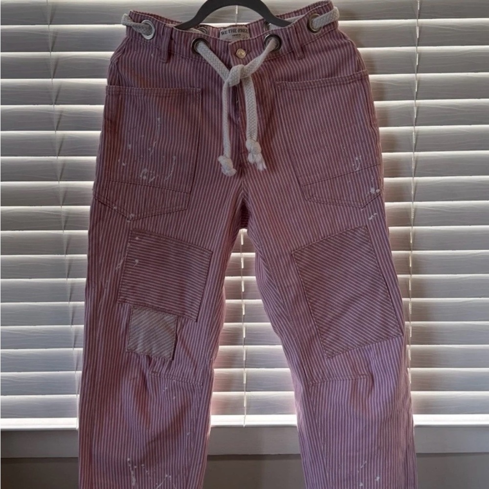 We The Free Mauve Striped Pants with Drawstring